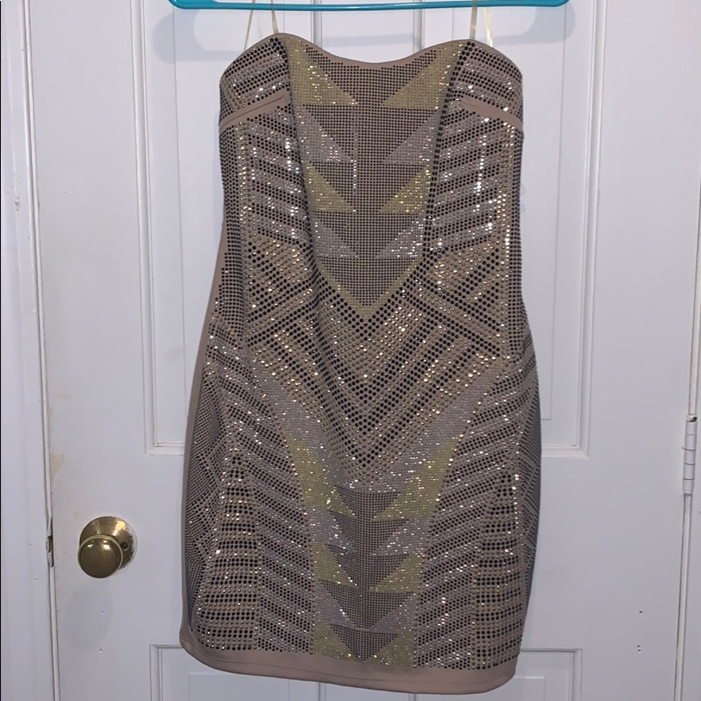 Aztec strapless dress